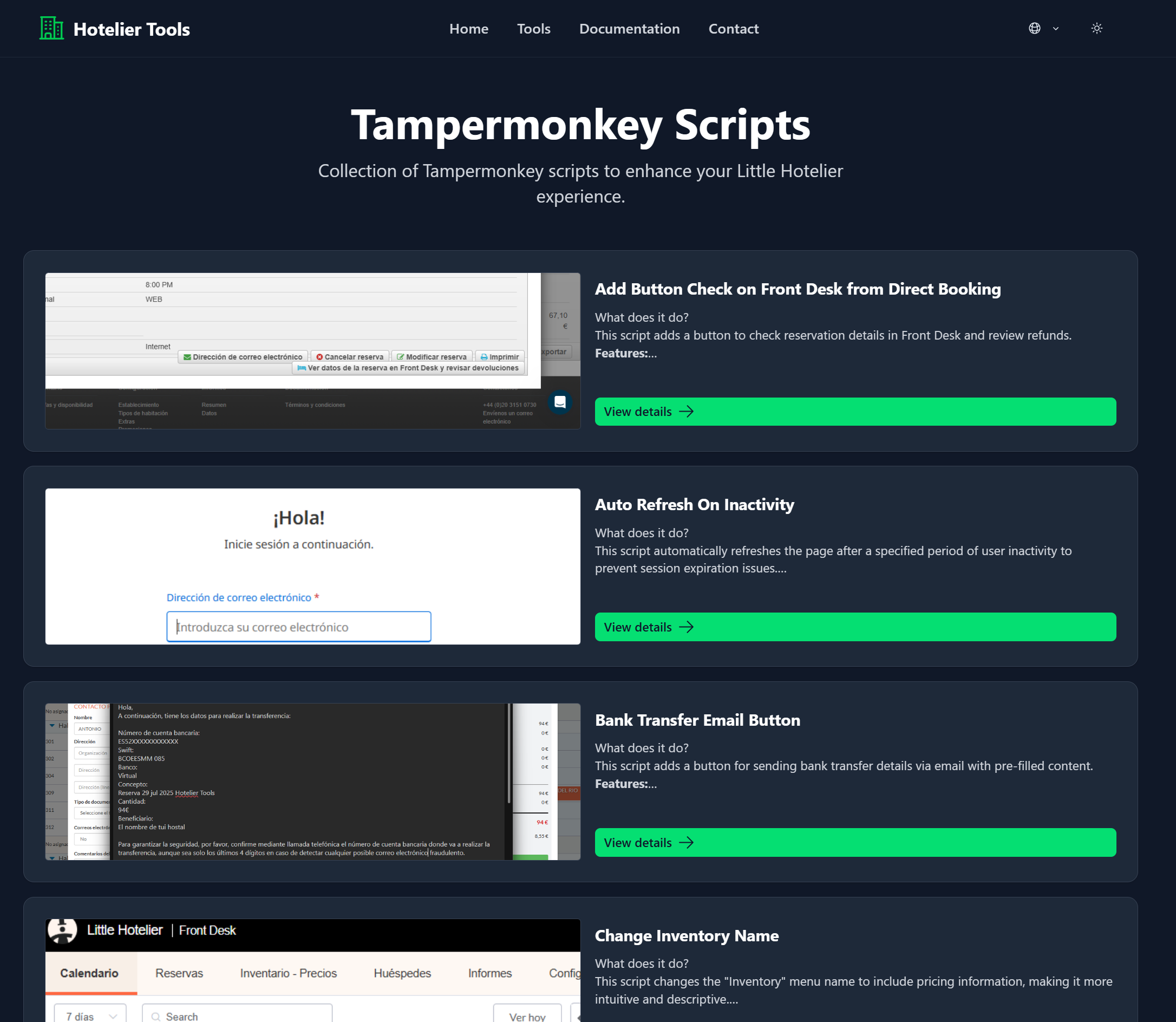 Lista de scripts disponibles