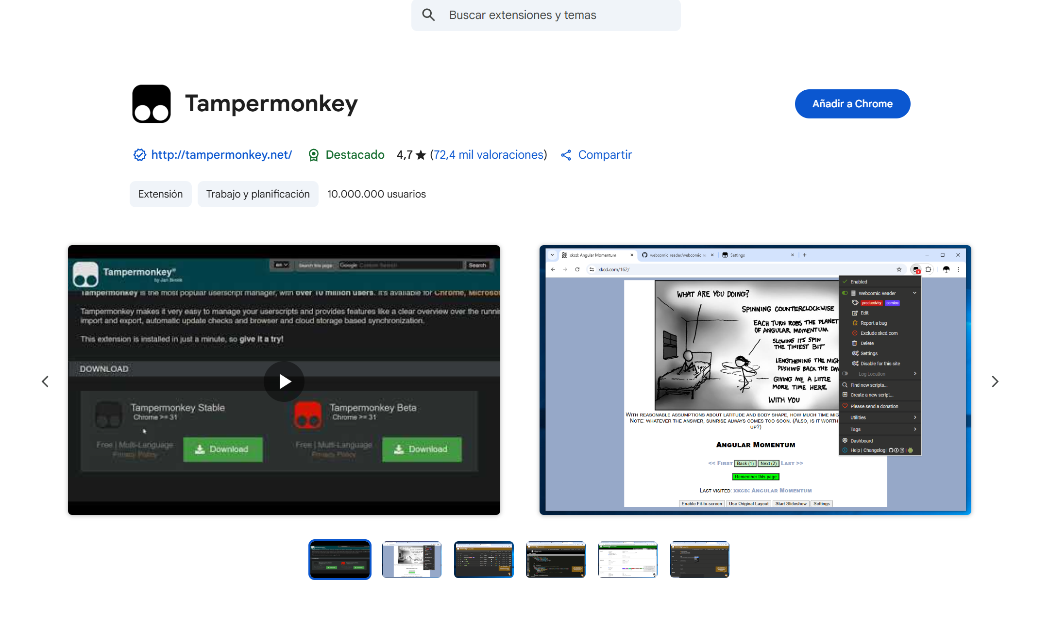 Página de descarga de Tampermonkey